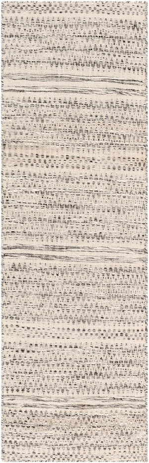 Mardin MDI-2305 Global Wool, Cotton Rug MDI2305-268 Cream, Medium Gray, Black 100% Wool, 40% Cotton 2'6" x 8'