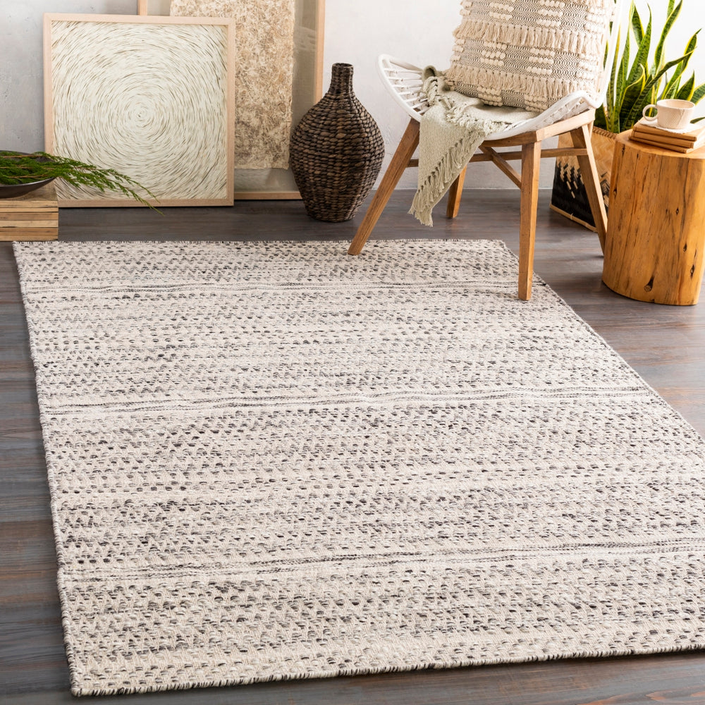 Mardin MDI-2305 Global Wool, Cotton Rug MDI2305-81012 Cream, Medium Gray, Black 100% Wool, 40% Cotton 8'10" x 12'