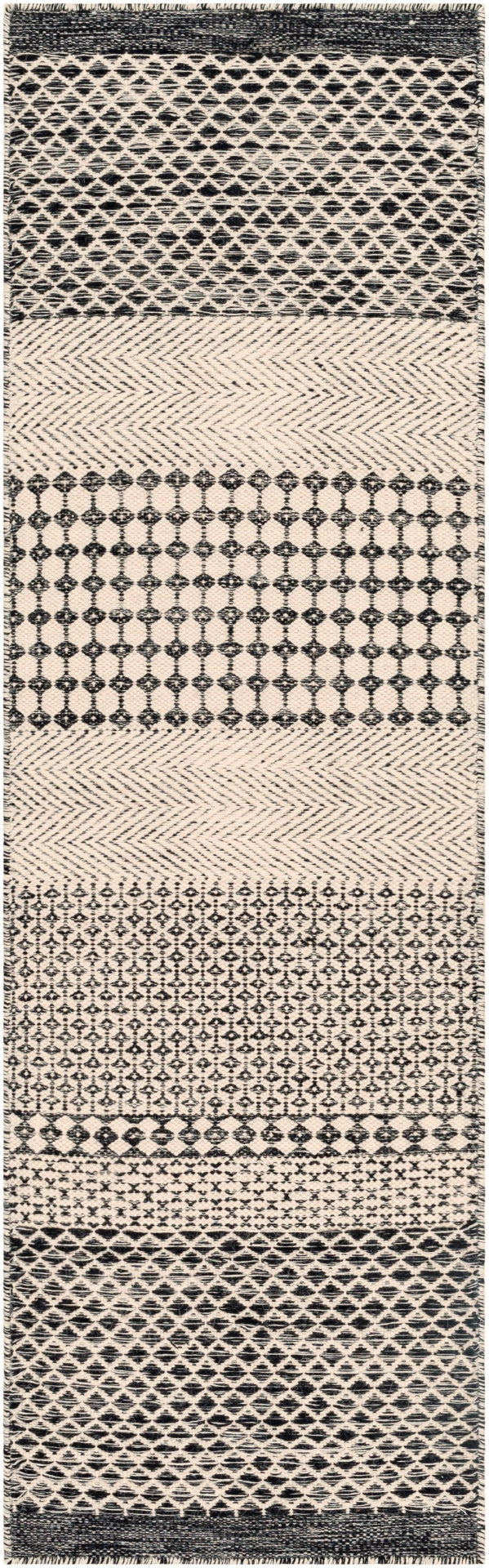 Mardin MDI-2306 Global Wool Rug MDI2306-268 Black, Beige 100% Wool 2'6" x 8'