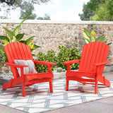 Malibu Outdoor Rustic Acacia Wood Folding Adirondack Chair (Set of 2), Red