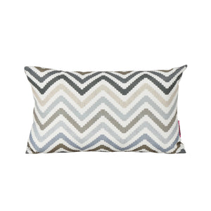 Noble House Callon Indoor Grey, Blue, and Brown Zig Zag Striped Water Resistant Rectangular Throw Pillow