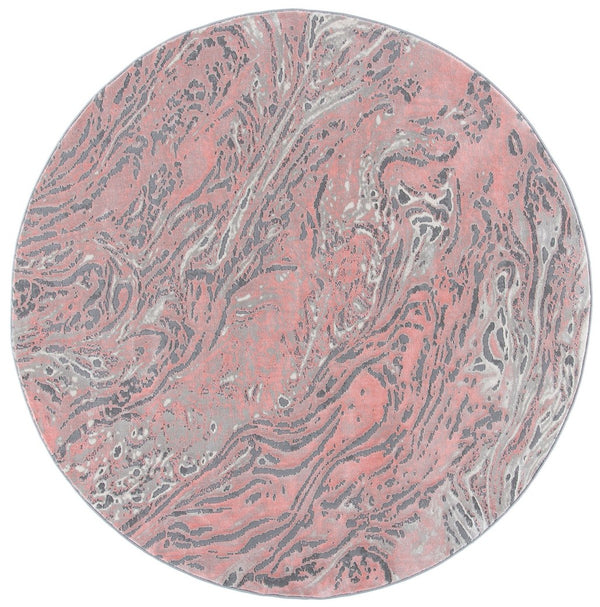 Meadow 500 Meadow 568 Contemporary Power Loomed 75% Polypropylene + 25% Polyester Rug Light Grey / Pink