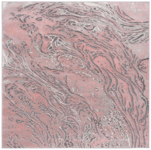 Meadow 500 Meadow 568 Contemporary Power Loomed 75% Polypropylene + 25% Polyester Rug Light Grey / Pink