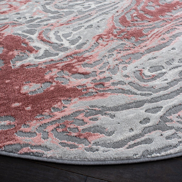 Meadow 500 Meadow 568 Contemporary Power Loomed 75% Polypropylene + 25% Polyester Rug Grey / Pink