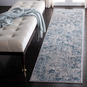 Meadow 500 Meadow 583 Contemporary Power Loomed 75% Polypropylene + 25% Polyester Rug Grey / Blue