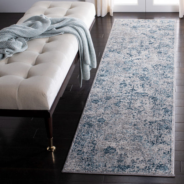Meadow 500 Meadow 583 Contemporary Power Loomed 75% Polypropylene + 25% Polyester Rug Grey / Blue