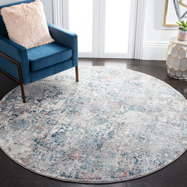 Meadow 500 Meadow 583 Contemporary Power Loomed 75% Polypropylene + 25% Polyester Rug Light Grey / Blue