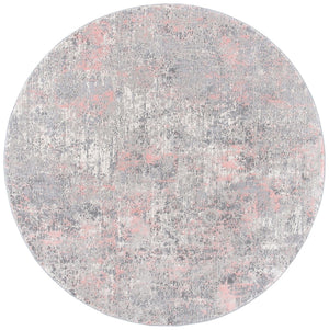 Meadow 500 Meadow 583 Contemporary Power Loomed 75% Polypropylene + 25% Polyester Rug Grey / Pink