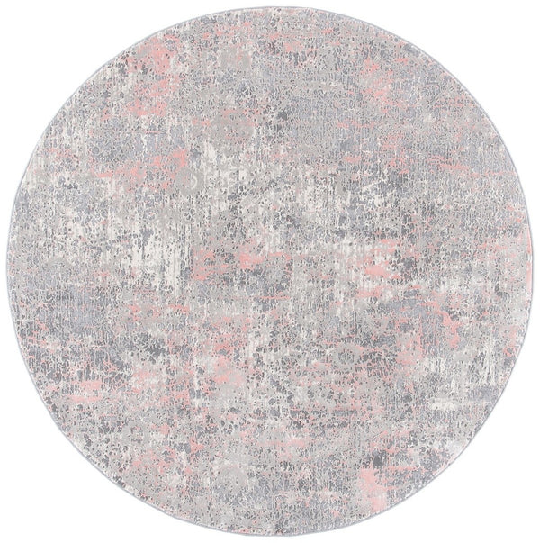 Meadow 500 Meadow 583 Contemporary Power Loomed 75% Polypropylene + 25% Polyester Rug Grey / Pink