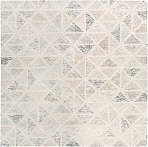 Melody MDY-2004 Modern Wool Rug MDY2004-8SQ Black, Charcoal, Medium Gray, Camel, Cream 100% Wool 8' Square