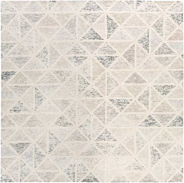 Melody MDY-2004 Modern Wool Rug MDY2004-8SQ Black, Charcoal, Medium Gray, Camel, Cream 100% Wool 8' Square