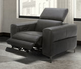 VIG Furniture Divani Casa Meadow Dk Grey Leather Electric Recliner Chair with Electric Headrest VGKMKM.618H-WHT-CH
