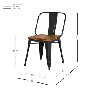 Brian Metal Side Chair Set of 4 - Stylish Industrial Modern Design for Dining and Bistro Areas