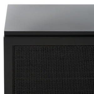 Zadie Coastal Chic Rattan Media Stand with Elegant Storage Shelves for Consoles and Decor