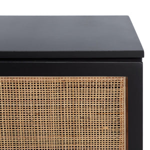 Zadie Rattan Sideboard - Modern Coastal Design with Black Frame and Ample Storage for Chic Spaces