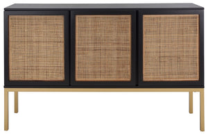 Zadie Rattan Sideboard - Modern Coastal Design with Black Frame and Ample Storage for Chic Spaces