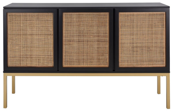 Zadie Rattan Sideboard - Modern Coastal Design with Black Frame and Ample Storage for Chic Spaces