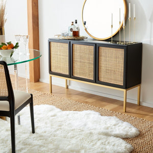 Zadie Rattan Sideboard - Modern Coastal Design with Black Frame and Ample Storage for Chic Spaces