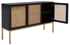 Zadie Rattan Sideboard - Modern Coastal Design with Black Frame and Ample Storage for Chic Spaces