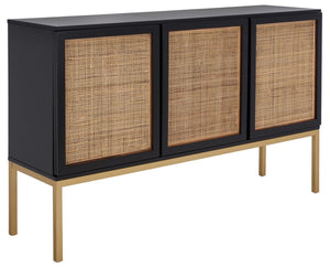 Zadie Rattan Sideboard - Modern Coastal Design with Black Frame and Ample Storage for Chic Spaces
