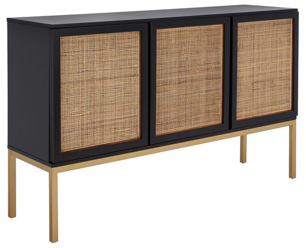 Zadie Rattan Sideboard - Modern Coastal Design with Black Frame and Ample Storage for Chic Spaces