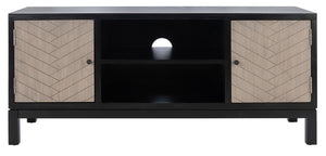 Magnolia 2 Door 2 Shelf Media Stand Black  Wood MED5702B