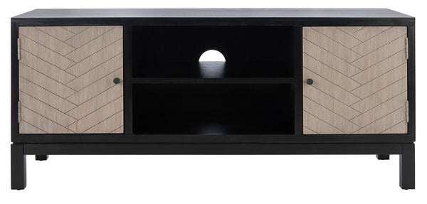 Magnolia 2 Door 2 Shelf Media Stand Black  Wood MED5702B