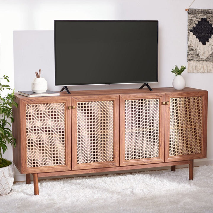 Idabel Dark Brown Wood Modern Desk with Glass Top English Elm