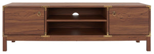 Safavieh Galio 2 Door 2 Shelf Media Stand Walnut / Gold MED9612A