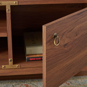 Safavieh Galio 2 Door 2 Shelf Media Stand Walnut / Gold MED9612A