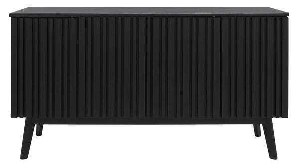 Helena Media Stand: Mid-Century Design with Carved Details to Elevate Your Entertainment Space Elegantly