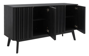 Helena Media Stand: Mid-Century Design with Carved Details to Elevate Your Entertainment Space Elegantly