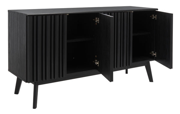Helena Media Stand: Mid-Century Design with Carved Details to Elevate Your Entertainment Space Elegantly