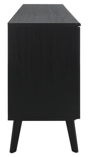 Helena Media Stand: Mid-Century Design with Carved Details to Elevate Your Entertainment Space Elegantly