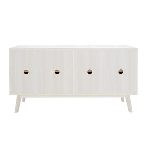 Helena Media Stand: Mid-Century Design with Carved Details to Elevate Your Entertainment Space Elegantly