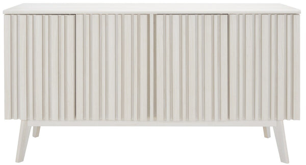 Helena Media Stand: Mid-Century Design with Carved Details to Elevate Your Entertainment Space Elegantly