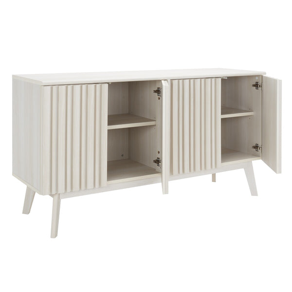 Helena Media Stand: Mid-Century Design with Carved Details to Elevate Your Entertainment Space Elegantly
