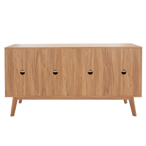 Helena Media Stand: Mid-Century Design with Carved Details to Elevate Your Entertainment Space Elegantly