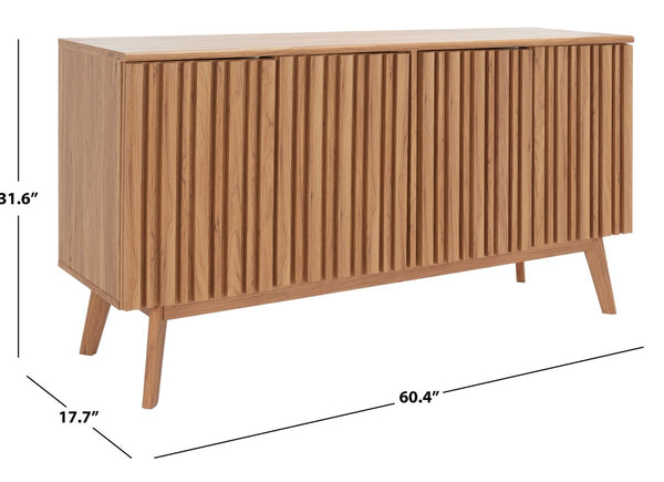 Helena Media Stand: Mid-Century Design with Carved Details to Elevate Your Entertainment Space Elegantly