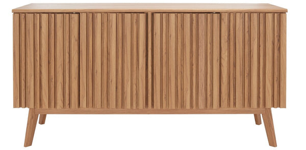 Helena Media Stand: Mid-Century Design with Carved Details to Elevate Your Entertainment Space Elegantly