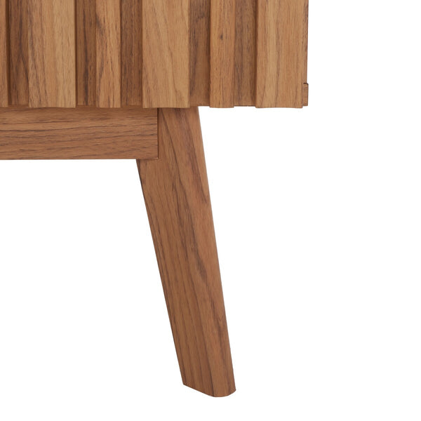 Helena Media Stand: Mid-Century Design with Carved Details to Elevate Your Entertainment Space Elegantly