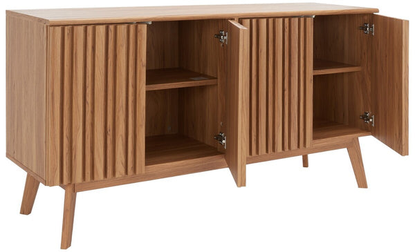 Helena Media Stand: Mid-Century Design with Carved Details to Elevate Your Entertainment Space Elegantly