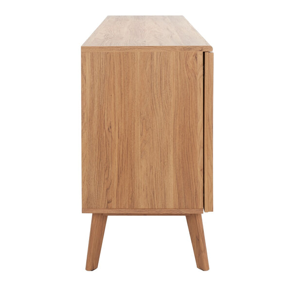 Helena Media Stand: Mid-Century Design with Carved Details to Elevate Your Entertainment Space Elegantly