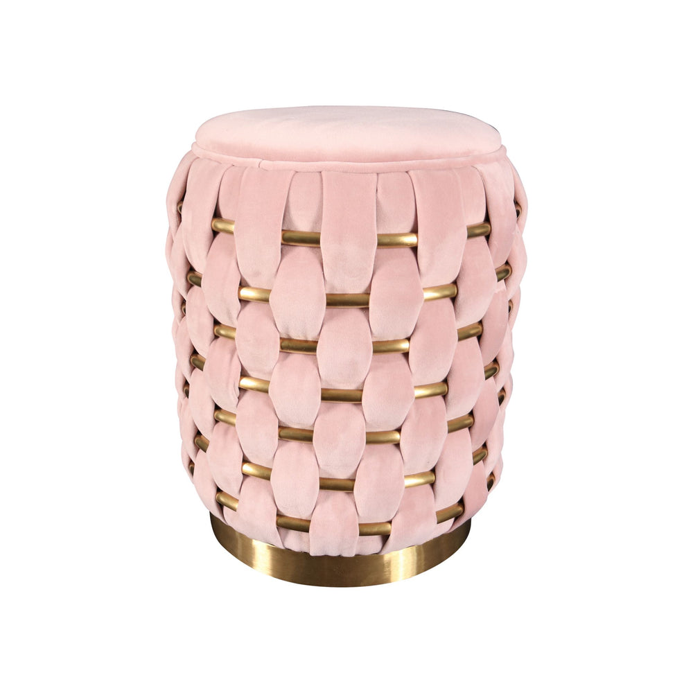 VIG Furniture Divani Casa Meeker - Pink Velvet + Gold Woven Ottoman VGMFOB-3989-PNK-OTT