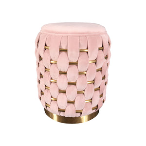 VIG Furniture Divani Casa Meeker - Pink Velvet + Gold Woven Ottoman VGMFOB-3989-PNK-OTT