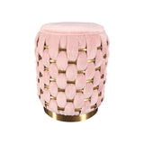 VIG Furniture Divani Casa Meeker - Pink Velvet + Gold Woven Ottoman VGMFOB-3989-PNK-OTT
