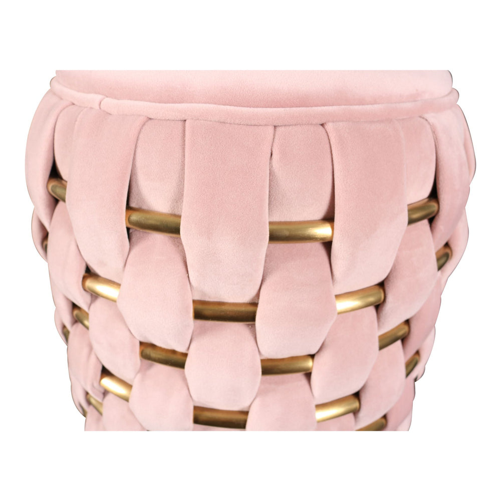 VIG Furniture Divani Casa Meeker - Pink Velvet + Gold Woven Ottoman VGMFOB-3989-PNK-OTT