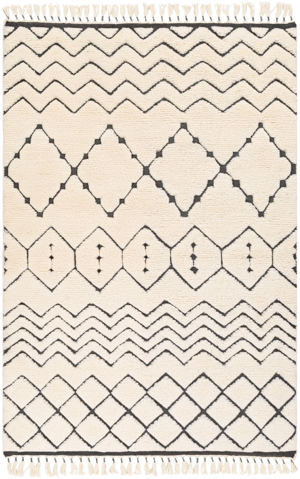 Meknes MEK-1002 Global NZ Wool Rug MEK1002-81012 Cream, Charcoal 100% NZ Wool 8'10" x 12'