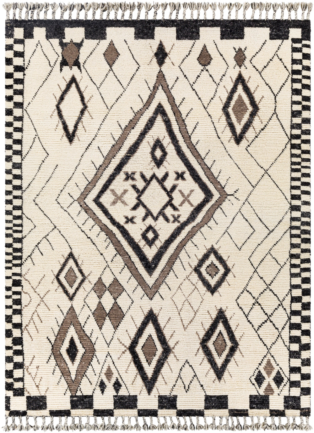 Meknes MEK-1005 Global NZ Wool Rug MEK1005-81012 Cream, Black, Charcoal, Medium Gray 100% NZ Wool 8'10" x 12'