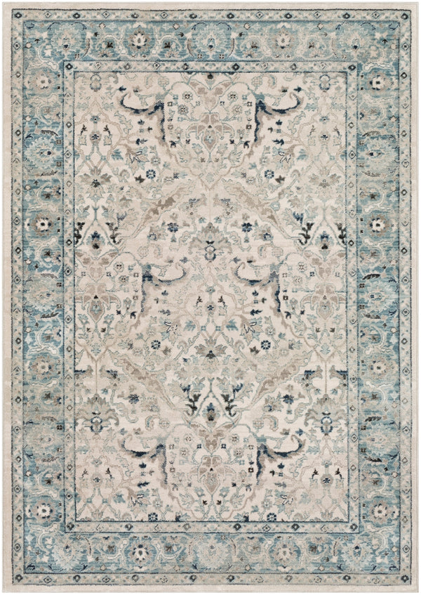 Mesopotamia MEP-2304 Traditional Polypropylene Rug MEP2304-9123 Medium Gray, Teal, Ivory, Navy, Denim, Black, Camel 100% Polypropylene 9' x 12'4"